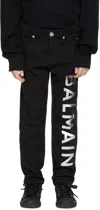 Balmain Kids Black Printed Jeans In 930ag Blk/slvr