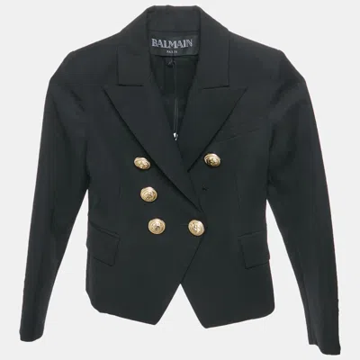Pre-owned Balmain Kids Black Wool Double Breasted Blazer 8 Yrs