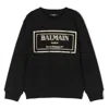 Balmain Kids Box Logo Cotton Sweatshirt In Black