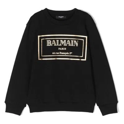 Balmain Kids Box Logo Cotton Sweatshirt In Black