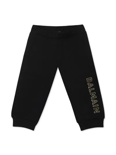 Balmain Babies' Logo-print Cotton Track Pants In Black