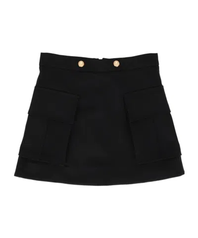 Balmain Kids Button Detailed Straight Hem Skirt In Black