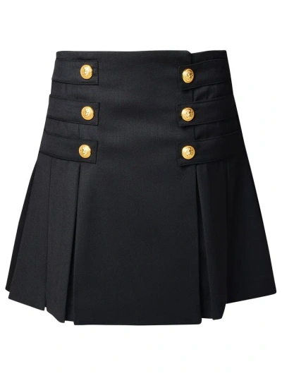 Balmain Kids Button Embellished Pleated Skirt In Black