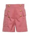 Balmain Kids Button Embellished Rear Zipped Shorts In Pink