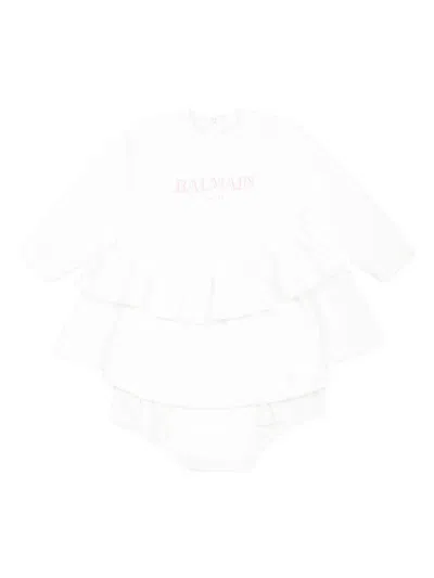 Balmain Babies' Organic Cotton Dress In White