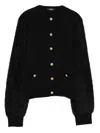 Balmain Fluffy-sleeve Button Cardigan In Black