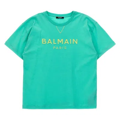 Balmain Kids Contrast Logo Short-sleeve T-shirt In Blue