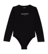 Balmain Cotton Logo Bodysuit (4-14 Years) In Black
