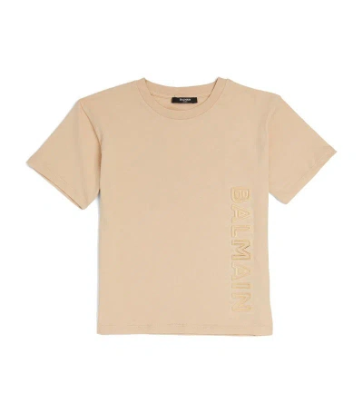 Balmain Kids' Cotton Logo T-shirt (4-14 Years) In Beige