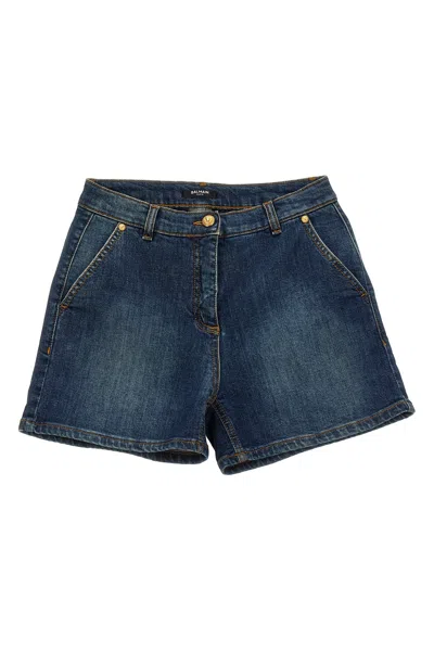 Balmain Kids Denim Shorts In Blue