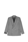 Balmain Double-breasted Blazer In Grey