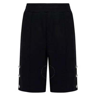 Balmain Kids Embellished Button Jersey Shorts In Black