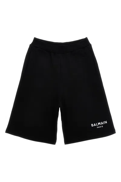 Balmain Kids Embossed Logo Bermuda Shorts In Black