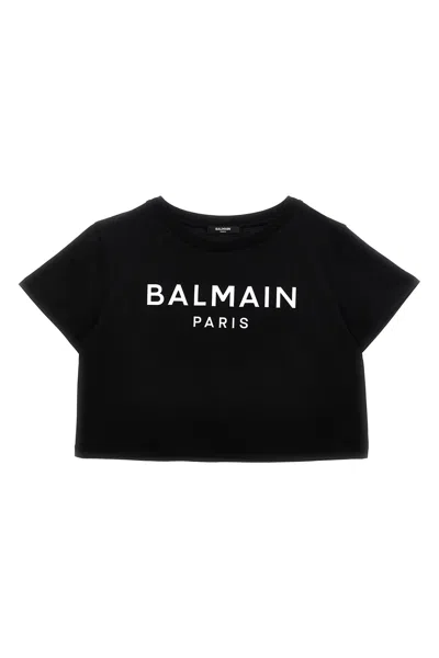 Balmain Kids Embossed Logo T-shirt In Black