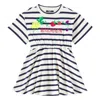 Balmain Kids Fruit Logo Striped Cotton Jersey Dress In Multi