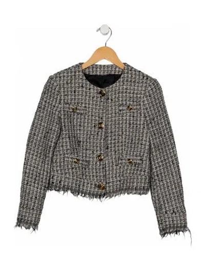 Pre-owned Balmain Kids' Girls' Patterned Cropped Jacket In Black