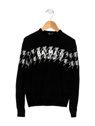 Pre-owned Balmain Kids; Girls' Patterned Long Sleeve Shirt In Black
