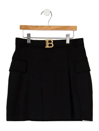 Pre-owned Balmain Kids' Girls' Virgin Wool Skirt W/ Tags In Black