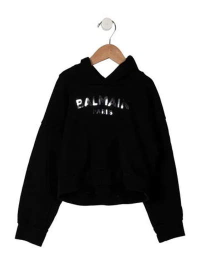 Pre-owned Balmain Kids' Graphic Logo Hoodie In Black