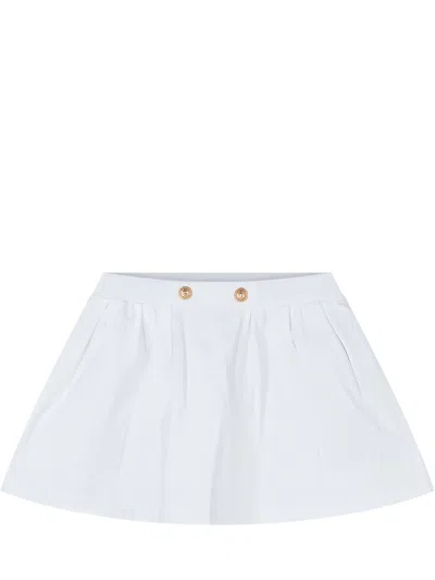 Balmain Kids Kids' Decorative Button Mini Skirt In White