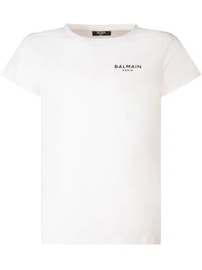 Balmain Kids Kids Logo T-shirt In White/black
