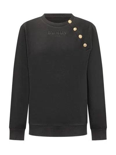 Balmain Kids Kids Logo-accent Sweatshirt In Black/gold