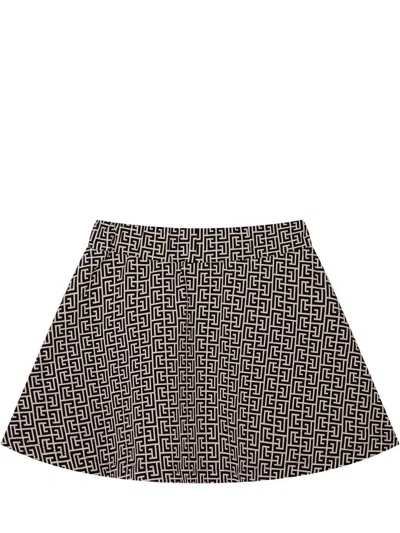 Balmain Kids Kids Skirt In Cream-colour/black