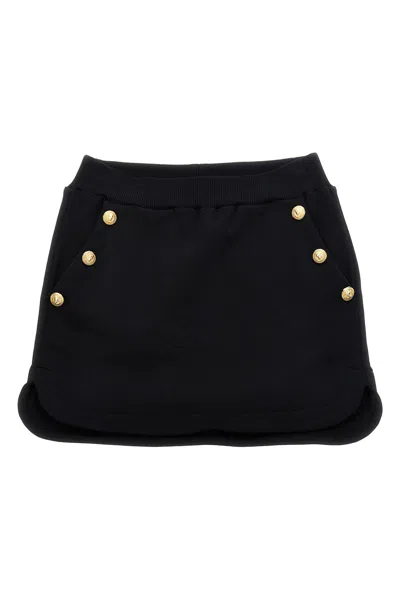 Balmain Cotton Sweat Skirt In Black