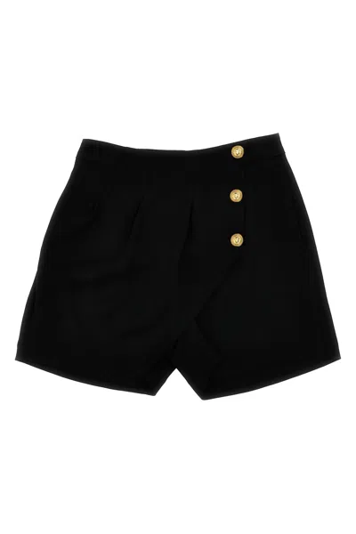 Balmain Blend Cotton Gabardine Shorts In Black