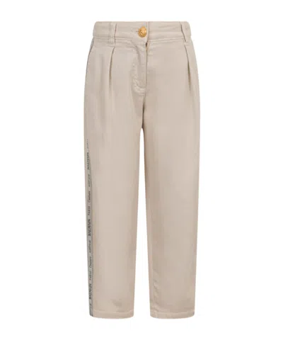 Balmain Kids Logo-detail Straight-leg Trousers In Neutral