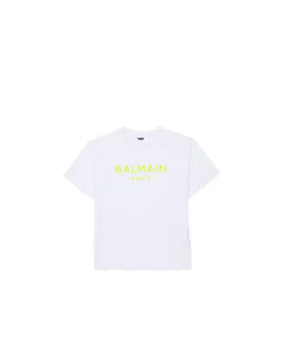 Balmain Kids Logo Detailed Crewneck T-shirt In White