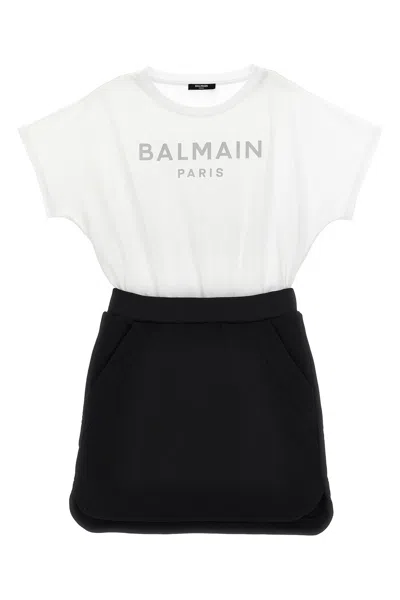Balmain Kids Logo Dress In Black