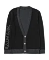 Balmain Kids Logo-embellished Button-up Knitted Cardigan In Black