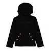 Balmain Kids Logo Embroidered Buttons Hoodie In Black