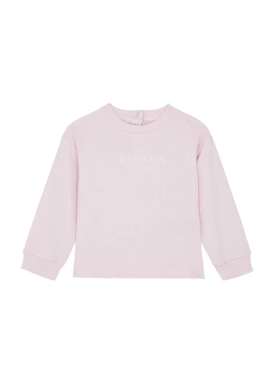 Balmain Kids Logo-embroidered Cotton Sweatshirt (12-36 Months) In Pink