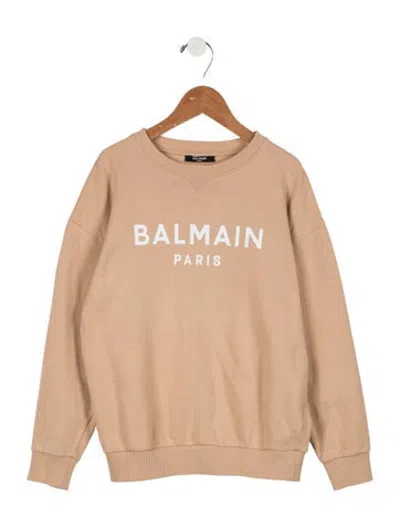 Pre-owned Balmain Kids' Logo Graphic Sweatshirt In Neutrals