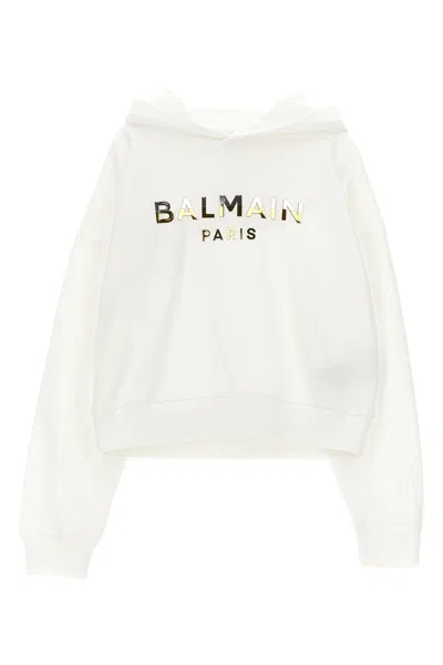 Balmain Kids Logo Hoodie In White