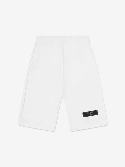 Balmain Kids Logo Jersey Shorts In White