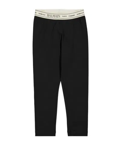 Balmain Kids' Logo Leggings In Black