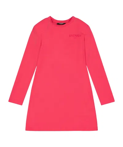 Balmain Kids' Logo Mini Dress In Pink