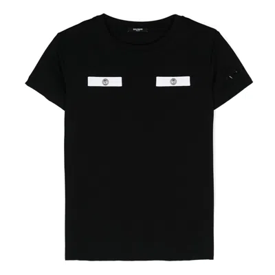 Balmain Kids Logo-print Cotton T-shirt In Black