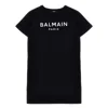 Balmain Kids Logo Print T-shirt Dress In Black