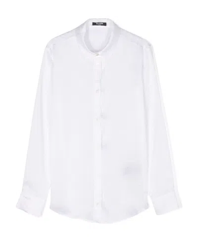 Balmain Kids Logo Printed Buttoned Shirt In White