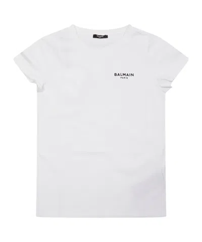 Balmain Kids Logo Printed Crewneck T-shirt In White