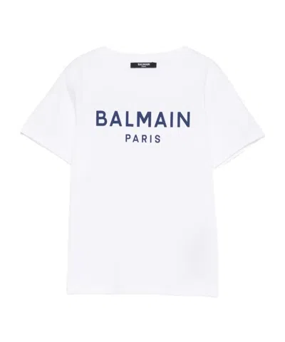 Balmain Kids Logo Printed Crewneck T-shirt In White