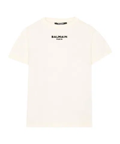 Balmain Kids Logo Printed Crewneck T-shirt In White