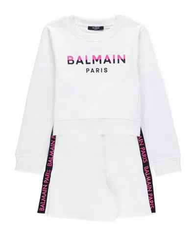 Balmain Kids Logo-printed Shorts Set In White
