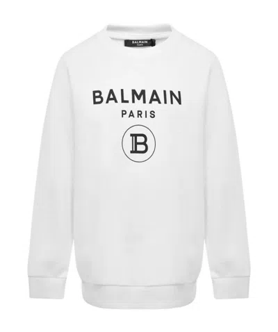 Balmain Kids Logo Printed Sweatshirt In White