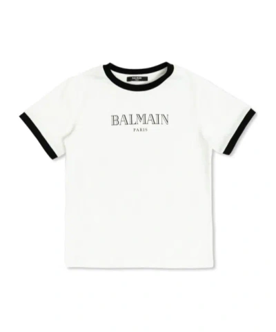 Balmain Kids Logo Printed T-shirt In White
