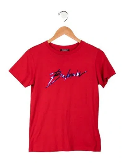 Pre-owned Balmain Kids' Logo Short Sleeve Top In Red